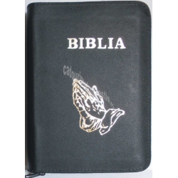 Biblie  piele fermoar, Negru manute aurii